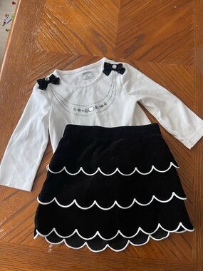Gymboree Black & White Scalloped Tier Skirt Set